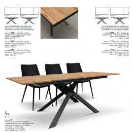 Tavolo allungabile 120x80 con 1 all. cm. 40 base metallo e piano finitura rovere rustico