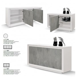 CREDENZA MADIA 2 ante ammortizzate 140x50 struttura bianco frassinato ante finitura grigio cemento