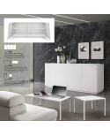 Tavolino rettangolare 55x90 struttura metallo piano bianco frassinato