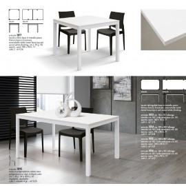Tavolo a libro 90x90 base metallo piano finitura bianco frassinato