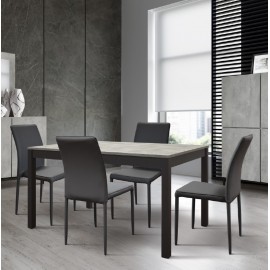 Tavolo a libro 90x90 base metallo piano finitura grigio cemento