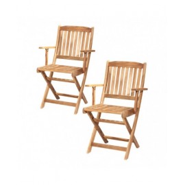 LINEA LEGNO GARDEN - Coppia sedie pieghevoli c/braccioli