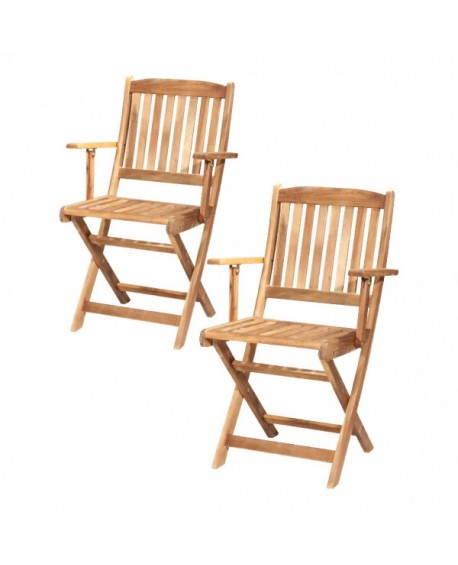 LINEA LEGNO GARDEN - Coppia sedie pieghevoli c/braccioli