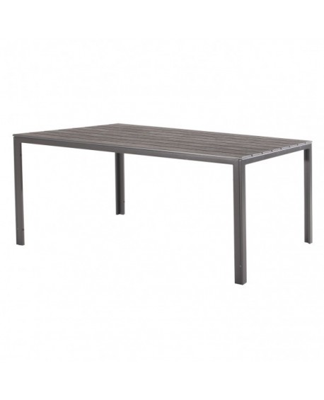 TENERIFE Tavolo rettangolare con top in plastica HDPE - effetto legno colore GRIGIO