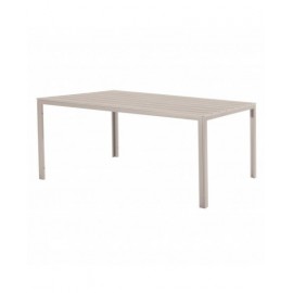 TENERIFE Tavolo rettangolare con top in plastica HDPE - effetto legno colore BEIGE