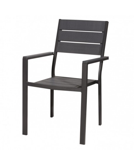 TENERIFE Sedia c/braccioli - effetto legno colore GRIGIO