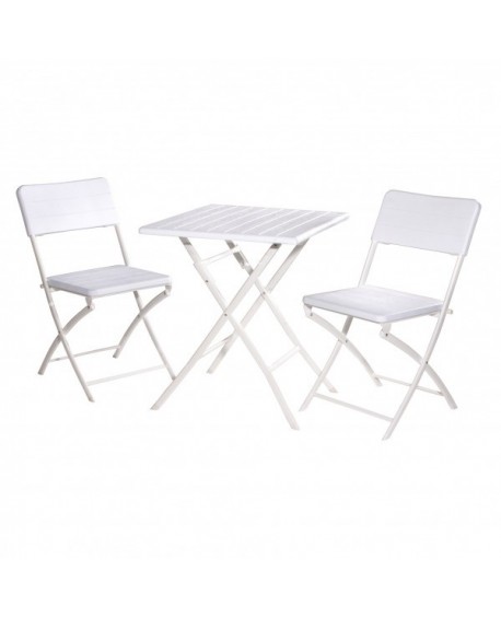 Set MINORCA pieghevole 3 pz - effetto legno colore BIANCO IN ESAURIMENTO