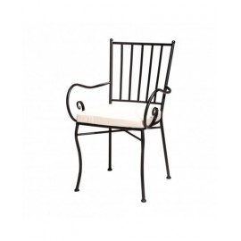 Sedia ORTIGIA in metallo con braccioli e cuscino