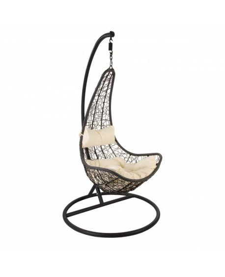 Poltrona PENSILE  APERTA in polyrattan con cuscino