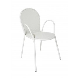 Poltrona in ferro colore bianco   L.57 H.87 P.61 HS.44 H.Br.66