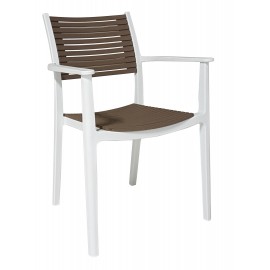 Poltrona polipropilene bianco e marrone L.58 H.87 P.57 HS.46