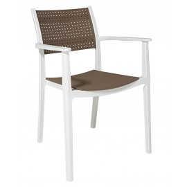 Poltrona polipropilene bianco e marrone L.58 H.87 P.57 HS.46