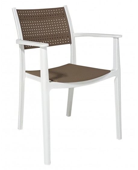 Poltrona polipropilene bianco e marrone L.58 H.87 P.57 HS.46