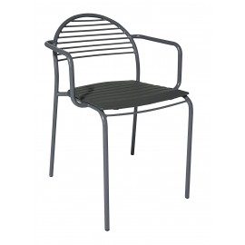 Poltrona in Ferro Grigio con fondino ecopelle grigio                           L.58 H.81 P.54 HS.46