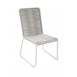 Sedia in ferro bianco con seduta in corda grigio                            L.50 H.88 P.63 HS.41