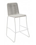 Sgabello in ferro bianco con seduta in corda grigio                        L.57 H.106 P.59 HS.75