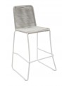 Sgabello in ferro bianco con seduta in corda grigio                        L.57 H.106 P.59 HS.75