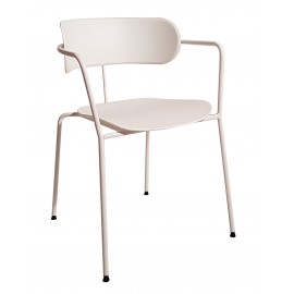 Poltrona metallo bianco con fondino e schienale polipropilene bianco       L.55 H.76 P.54 HS.45