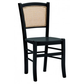 Sedia con fondino paglia di vienna, laccato  nero                        L.43 H.88 P.42 HS.47