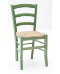 Sedia con fondino paglia, Anilina Verde   L.43 H.88 P.42 HS.47