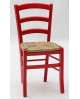 Sedia con fondino paglia, Anilina Rosso   L.43 H.88 P.42 HS.47