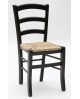 Sedia con fondino paglia, Anilina Nero   L.43 H.88 P.42 HS.47
