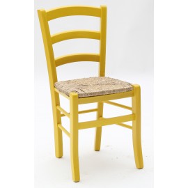 Sedia con fondino paglia, Anilina Giallo   L.43 H.88 P.42 HS.47