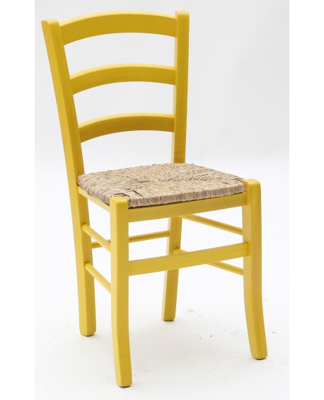 Sedia con fondino paglia, Anilina Giallo   L.43 H.88 P.42 HS.47