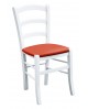 Sedia laccato bianco con fondino ecopelle rossoL.43 H.88 P.42 HS.47