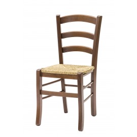 Sedia con fondino paglia, tinta noce   L.43 H.88 P.42 HS.47