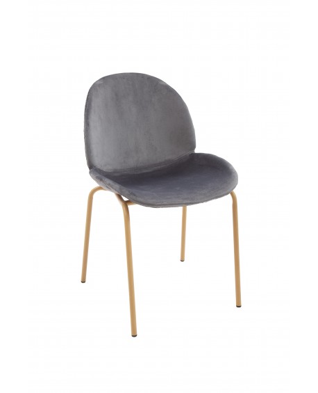 Sedia velluto blu con gambe metallo sabbia L.50 H.82 P.52 HS.47