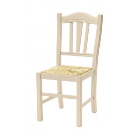 Sedia con fondino paglia, laccato Beige   L.43 H.95 P.48 HS.46,5
