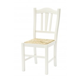 Sedia con fondino paglia, laccato Bianco   L.43 H.95 P.48 HS.46,5