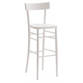 Sgabello  MILANO  con fondino legno, laccato  bianco                                        L.39 H.110 P.45 HS.79