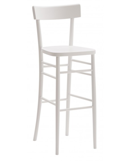 Sgabello  MILANO  con fondino legno, laccato  bianco                                        L.39 H.110 P.45 HS.79