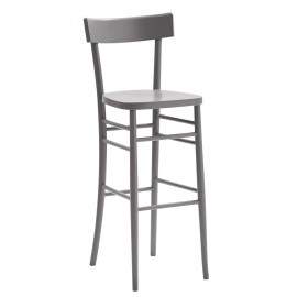 Sgabello  MILANO  con fondino legno, laccato  grigio                                        L.39 H.110 P.45 HS.79
