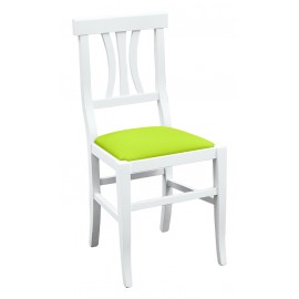 Sedia laccato bianco con fondino ecopelle lime                                L.46 H.90 P.44 HS.48