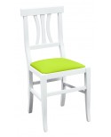 Sedia laccato bianco con fondino ecopelle lime                                L.46 H.90 P.44 HS.48