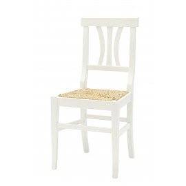 Sedia con fondino paglia, laccato Bianco   L.43 H.90 P.42 HS.46,5