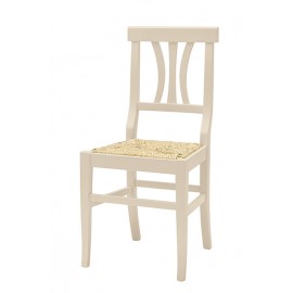 Sedia con fondino paglia, laccato Beige   L.43 H.90 P.42 HS.46,5