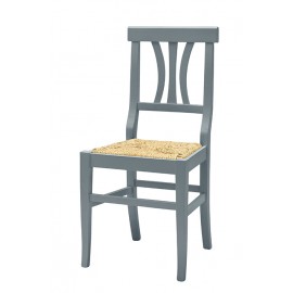 Sedia con fondino paglia, laccato Grigio   L.43 H.90 P.42 HS.46,5