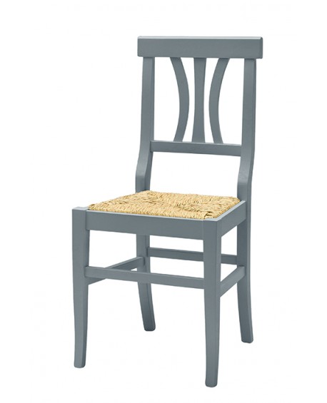 Sedia con fondino paglia, laccato Grigio   L.43 H.90 P.42 HS.46,5