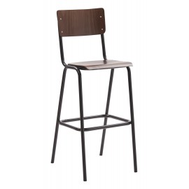 Sgabello  SCUOLA  fusto nero opaco con e seduta e schienale tinta  noce             L.43 H.117 P.47,5 HS.81