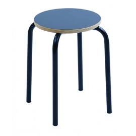 Sgabello  SCUOLA  fusto metallo Nero e piano melaminico Nero    L.32 H.46,5 P.32