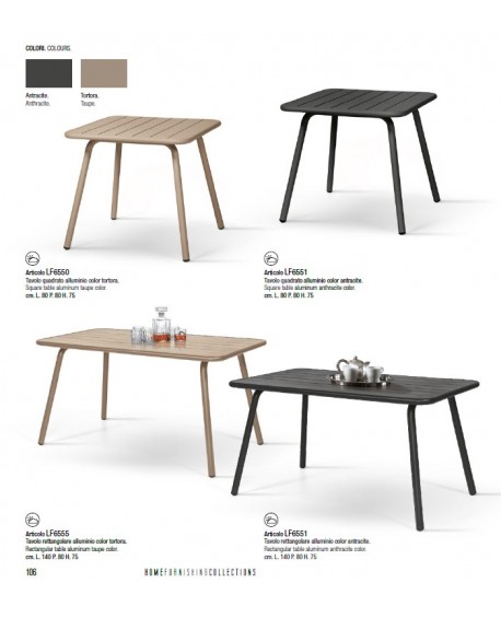 Tavolo Metallo Rettangolare antrcite 140x80 H.75 cm