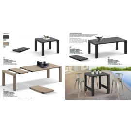 Tavolo in polipropilene color Antracite 100x100 H.75 cm. con 1 allunga da cm.40