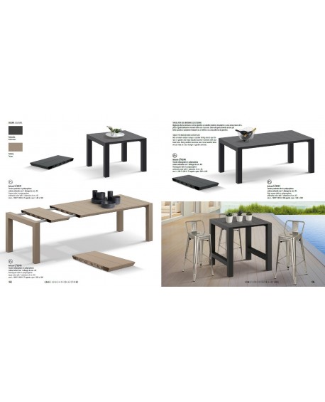 Tavolo in polipropilene color tortora 180x100 H.75 cm. con 1 allunga da cm.40