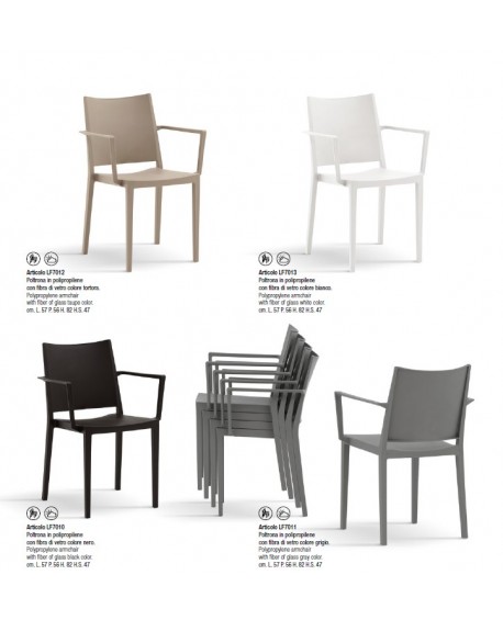 Poltrona Polipropilene con fibra di vetro Bianco L.57 H.82 P.56 HS.47