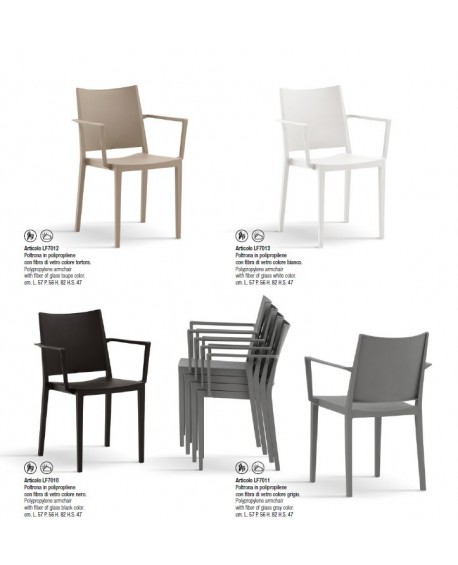 Poltrona Polipropilene con fibra di vetro Grigio L.57 H.82 P.56 HS.47