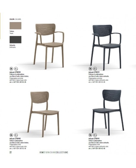 Sedia Polipropilene con fibra di vetro antracite L.45 H.82 P.53 HS.45